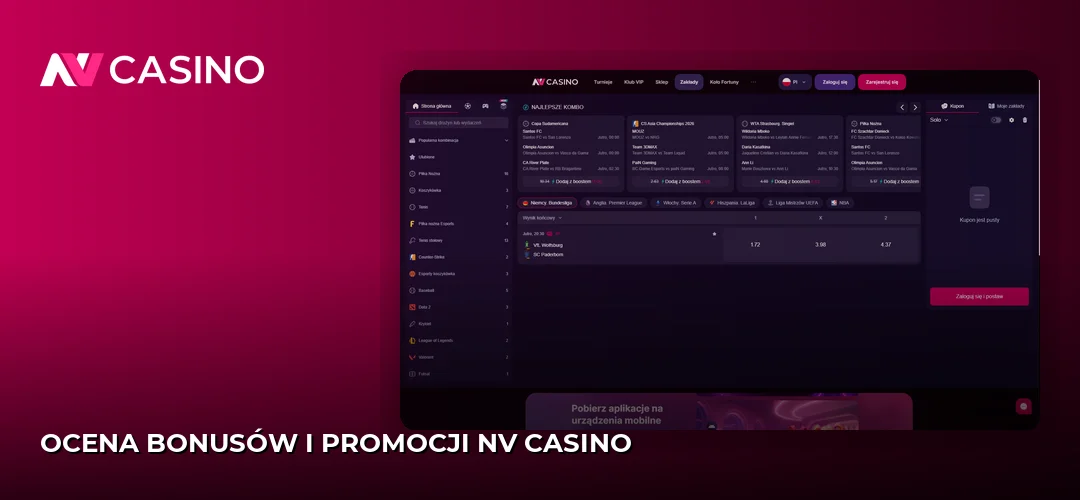 Ocena bonusów i promocji NV Casino